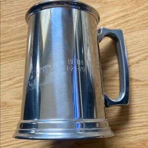 Silver Mug with Sturdy Handle and Reflective Finish Engraved with “Beth 1-27-79”